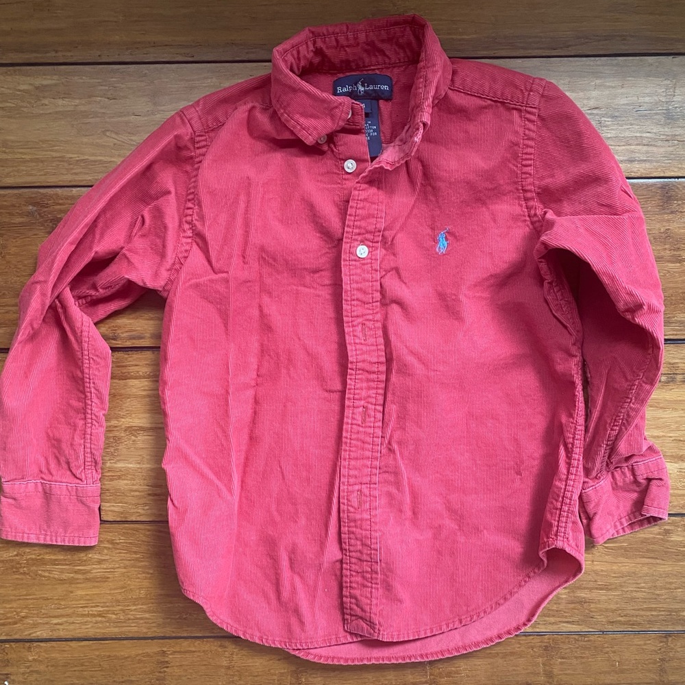 Boys Ralph Lauren red corduroy button down size 4
